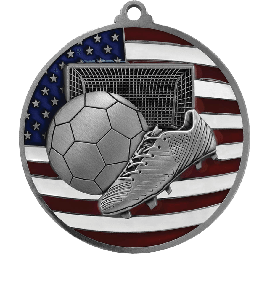 Silver USA Flag Soccer Medal