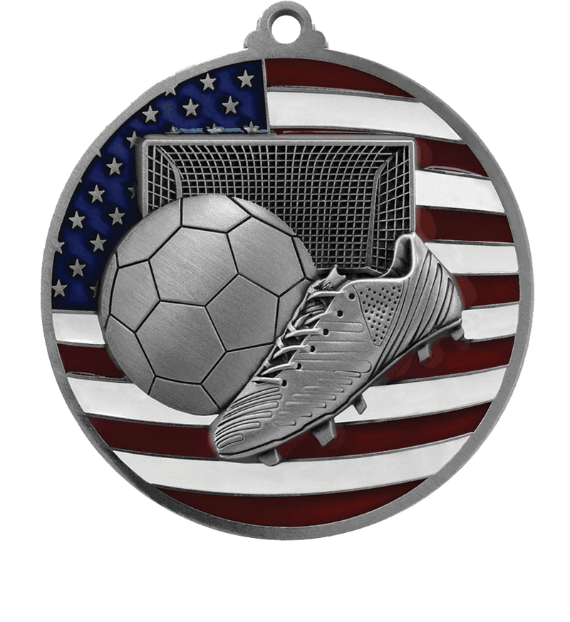 Silver USA Flag Soccer Medal