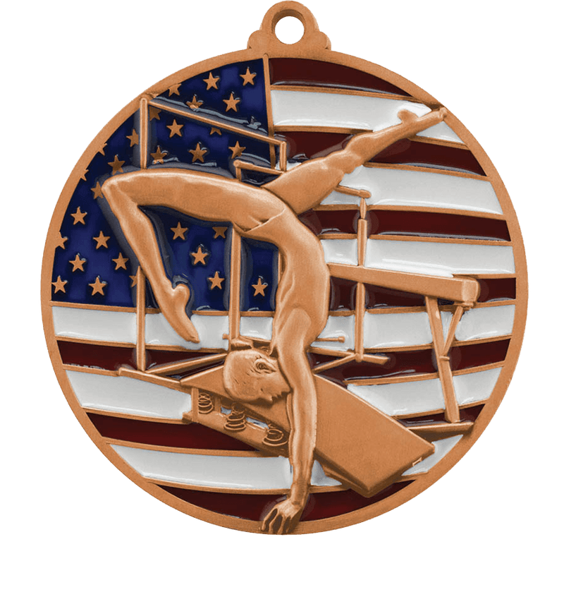 Bronze USA Flag Gymnastics Medal