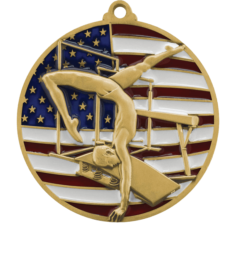 Gold USA Flag Gymnastics Medal