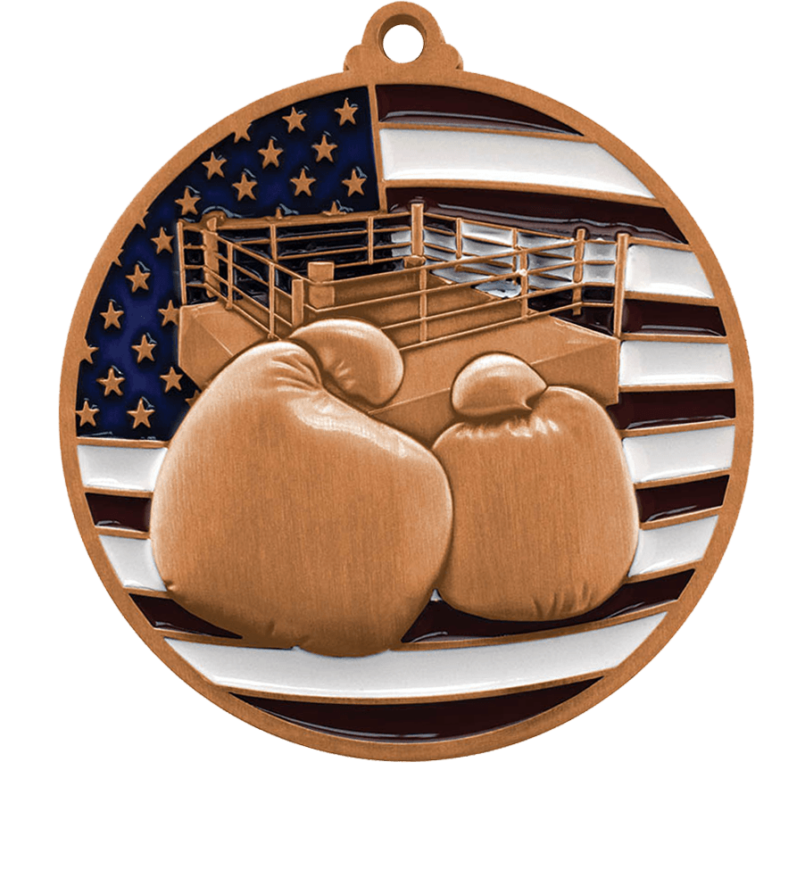 Bronze USA Flag Boxing Medal