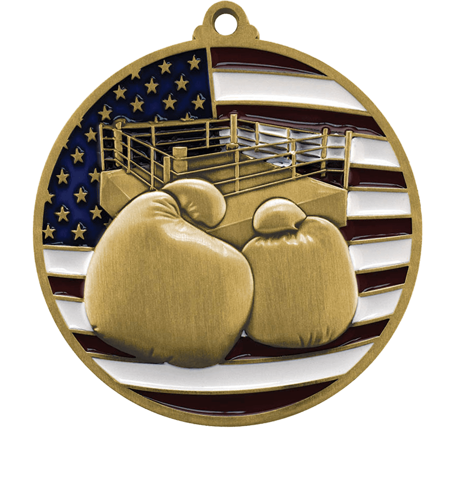 Gold USA Flag Boxing Medal