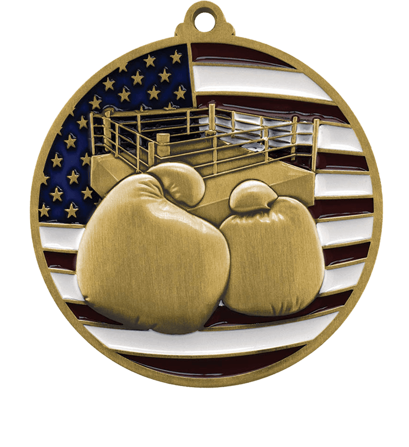Gold USA Flag Boxing Medal