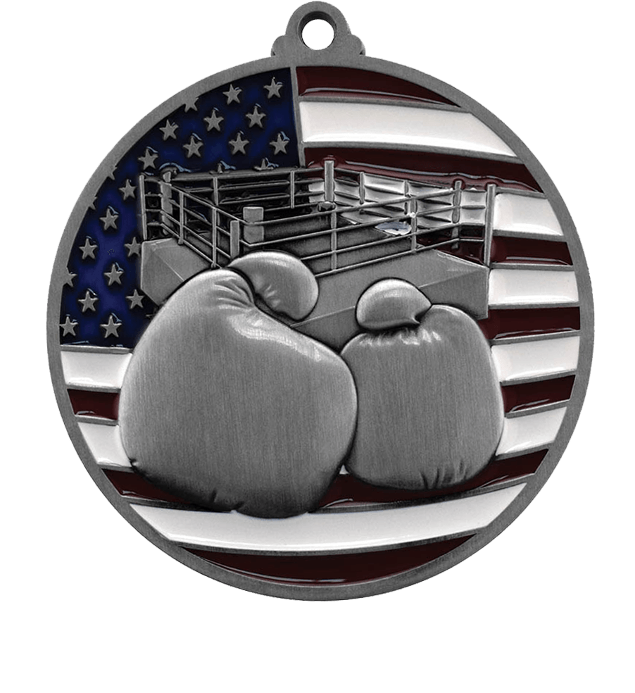 Silver USA Flag Boxing Medal