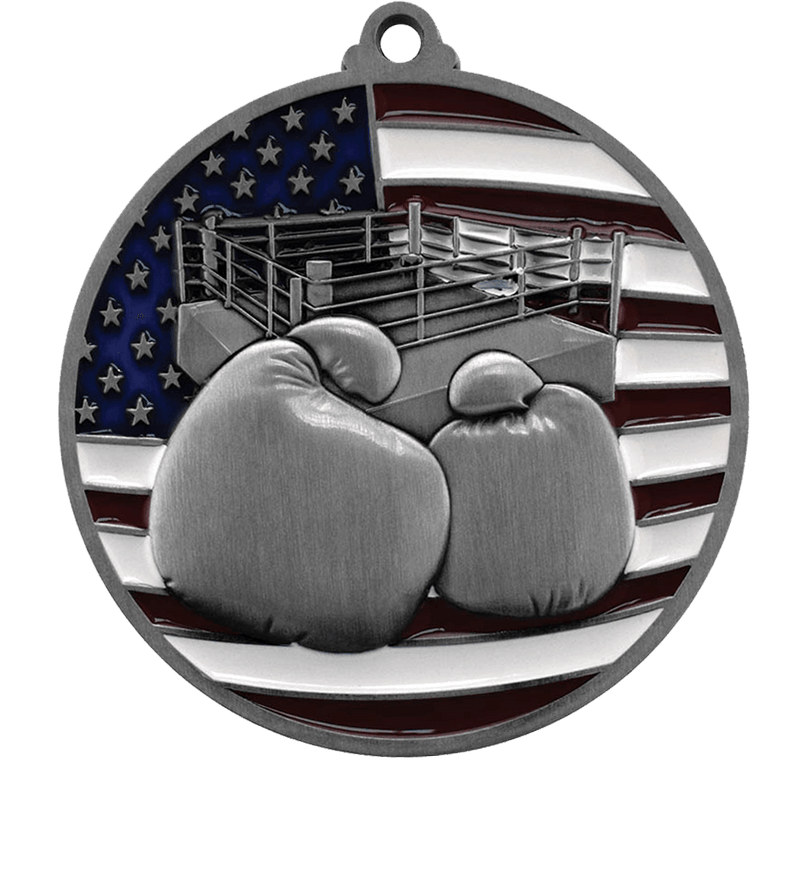Silver USA Flag Boxing Medal