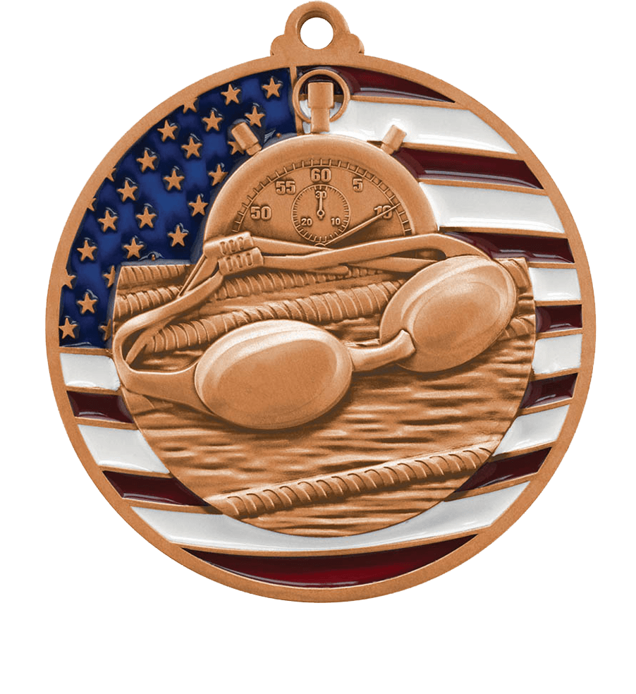 Bronze USA Flag Swimming Medal