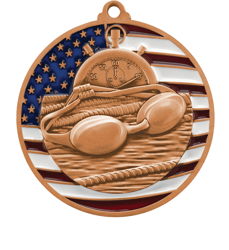 Bronze USA Flag Swimming Medal
