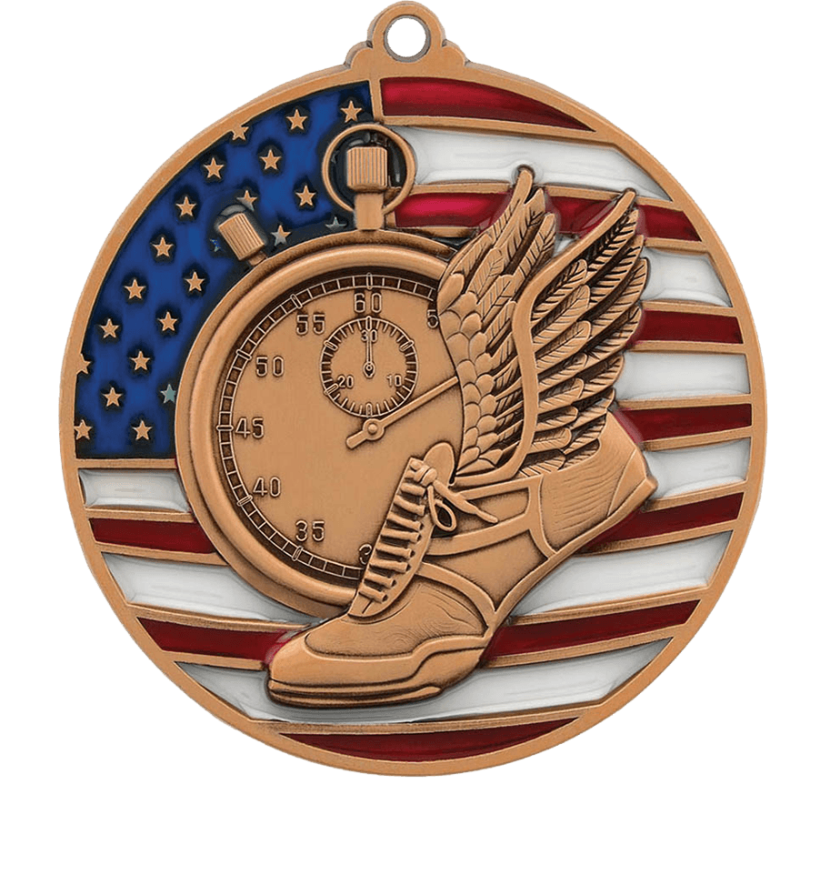 Bronze USA Flag Track Medal