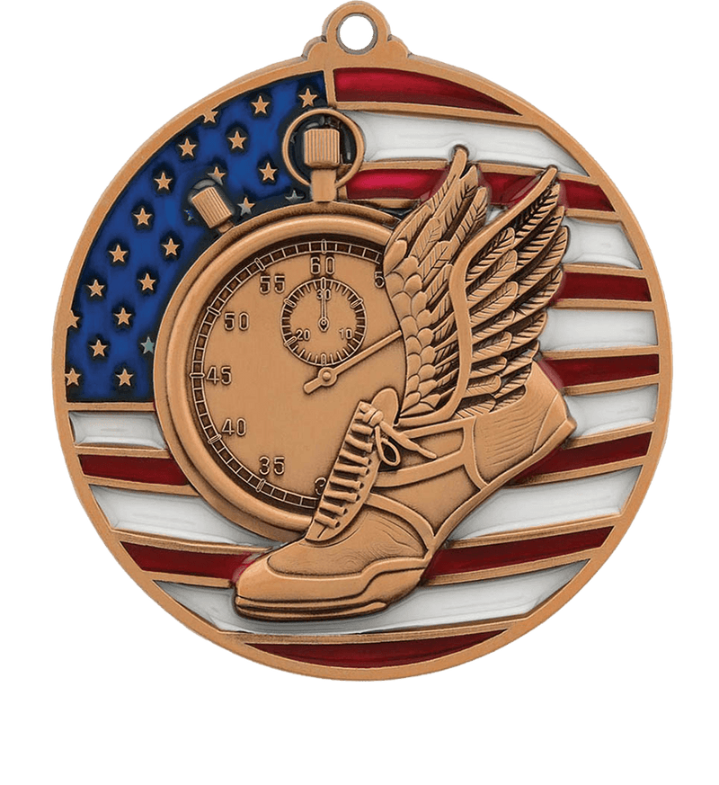Bronze USA Flag Track Medal
