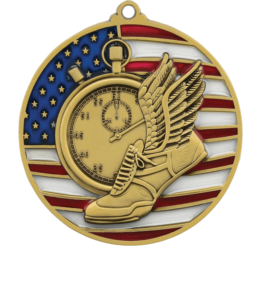 Gold USA Flag Track Medal