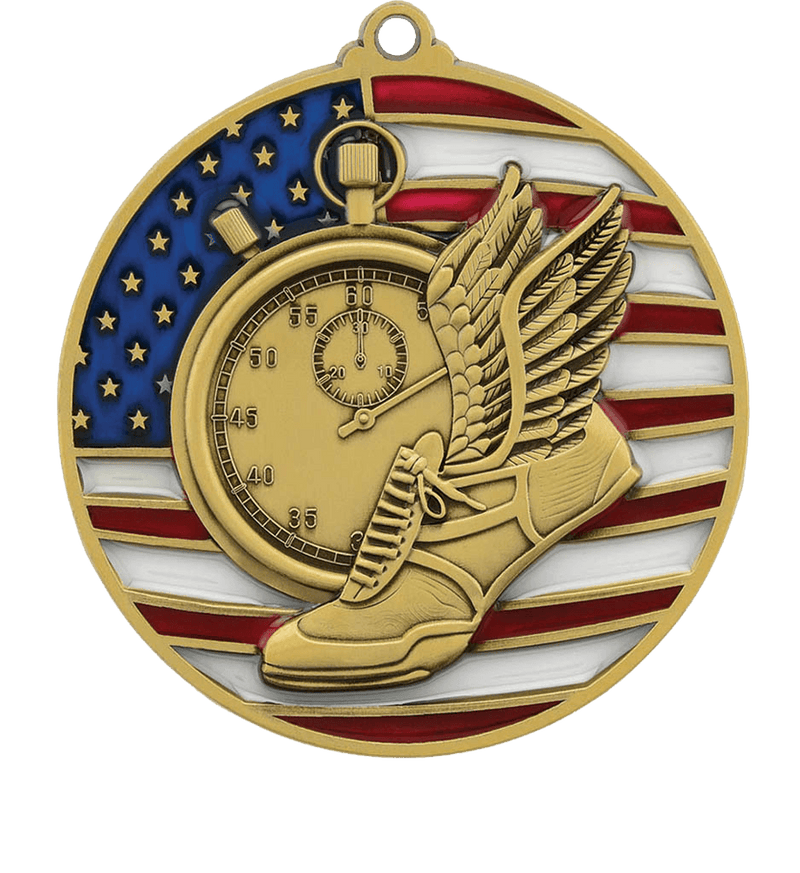 Gold USA Flag Track Medal