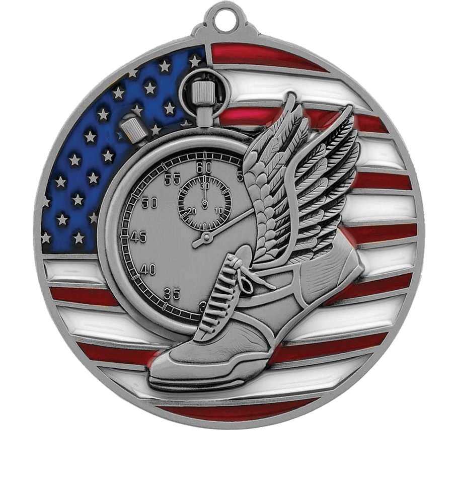 Silver USA Flag Track Medal