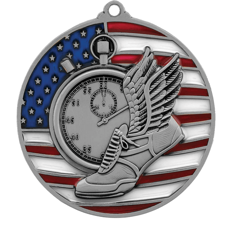 Silver USA Flag Track Medal