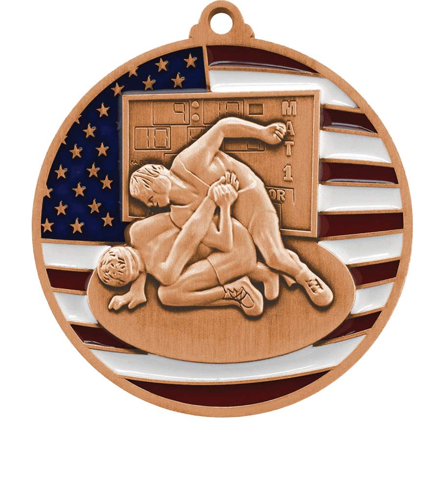 Bronze USA Flag Wrestling Medal