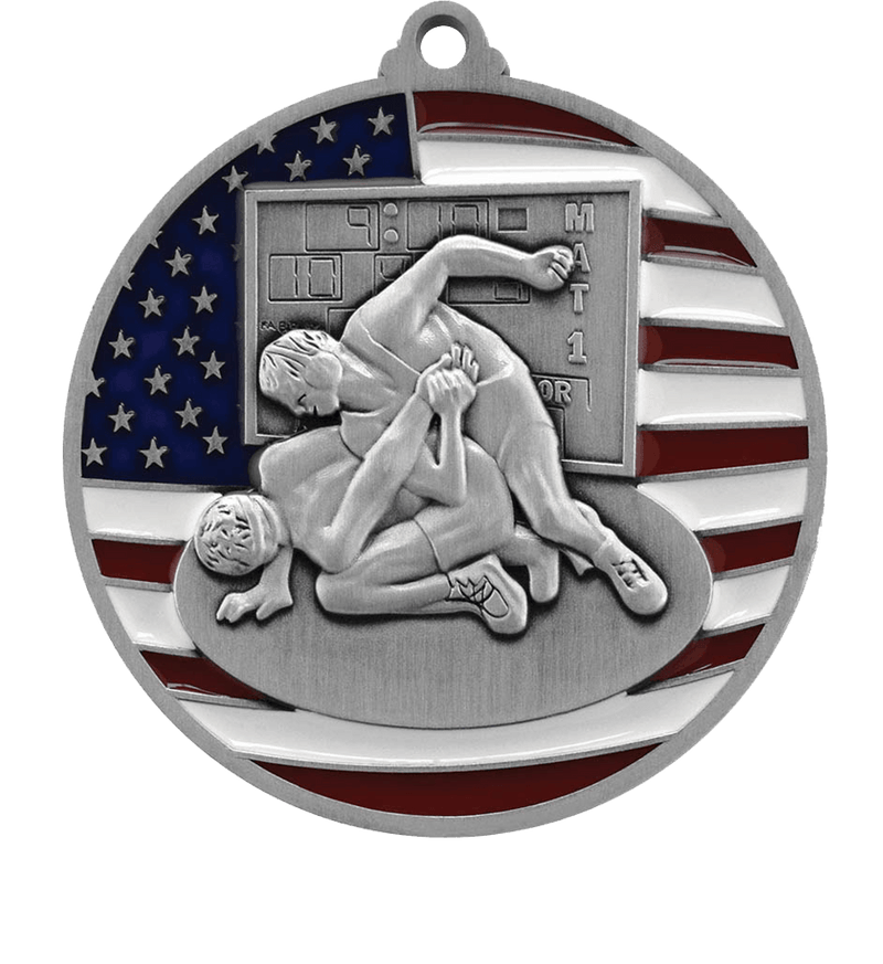 Silver USA Flag Wrestling Medal