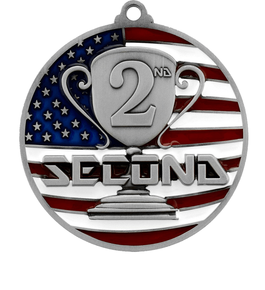 Silver USA Flag 2nd Place Medal