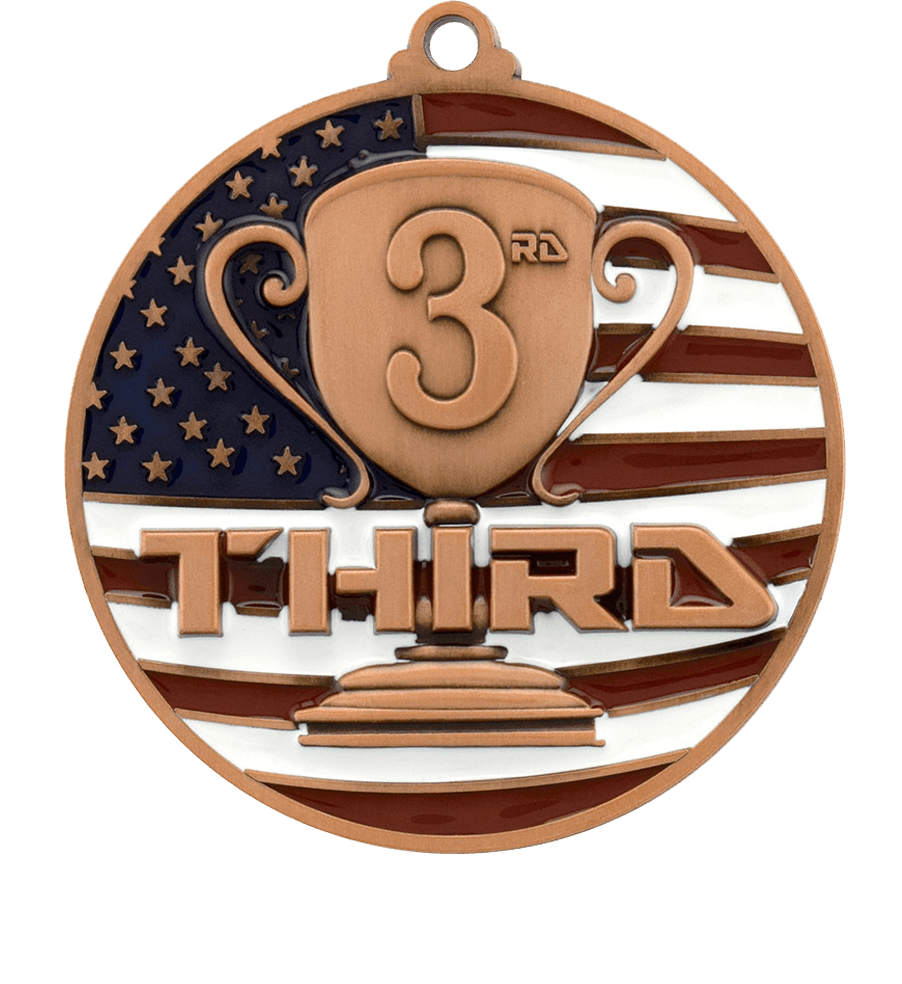 Bronze USA Flag 3rd Place Medal