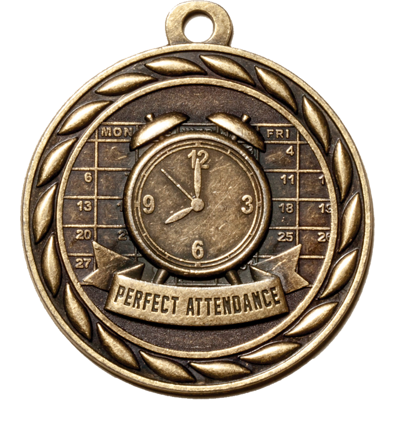 Gold Scholastic Perfect Attendance Medal