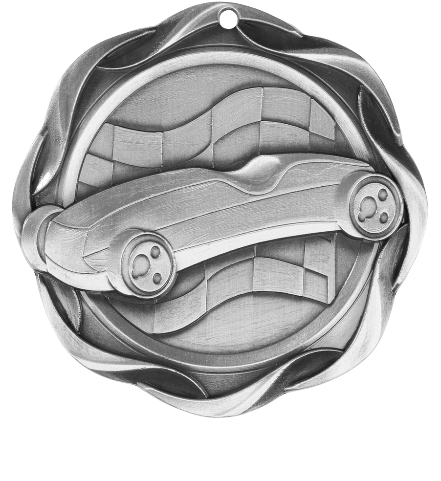 Silver Fusion Pinewood Derby Medal