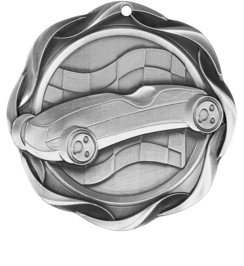 Silver Fusion Pinewood Derby Medal