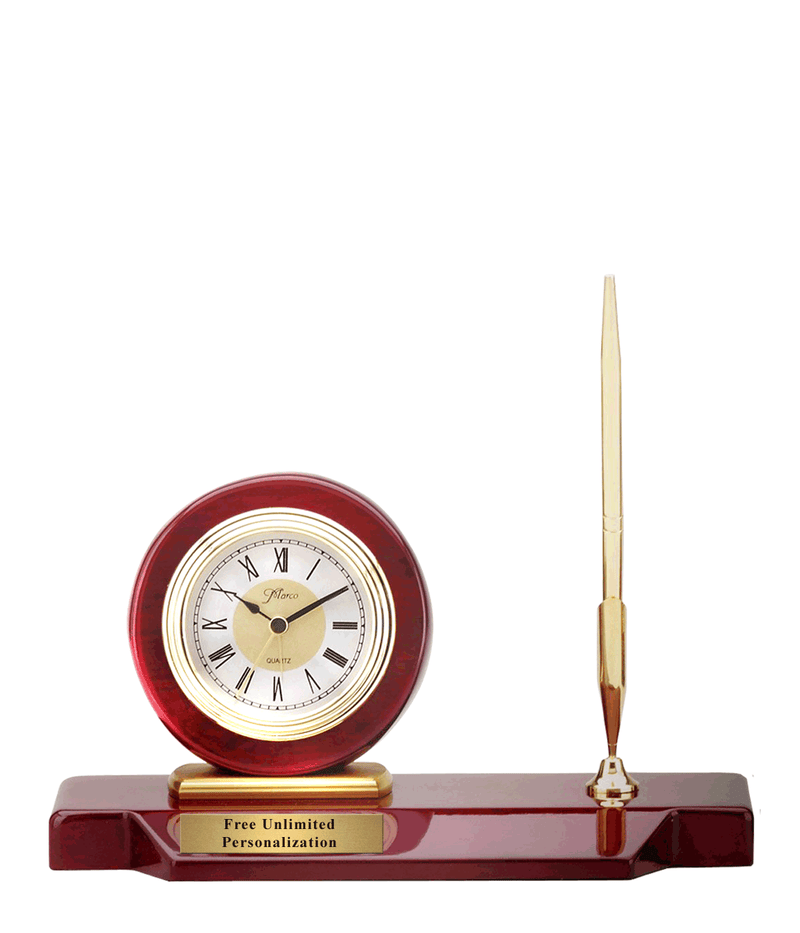 Rosewood Clock with Ink Pen