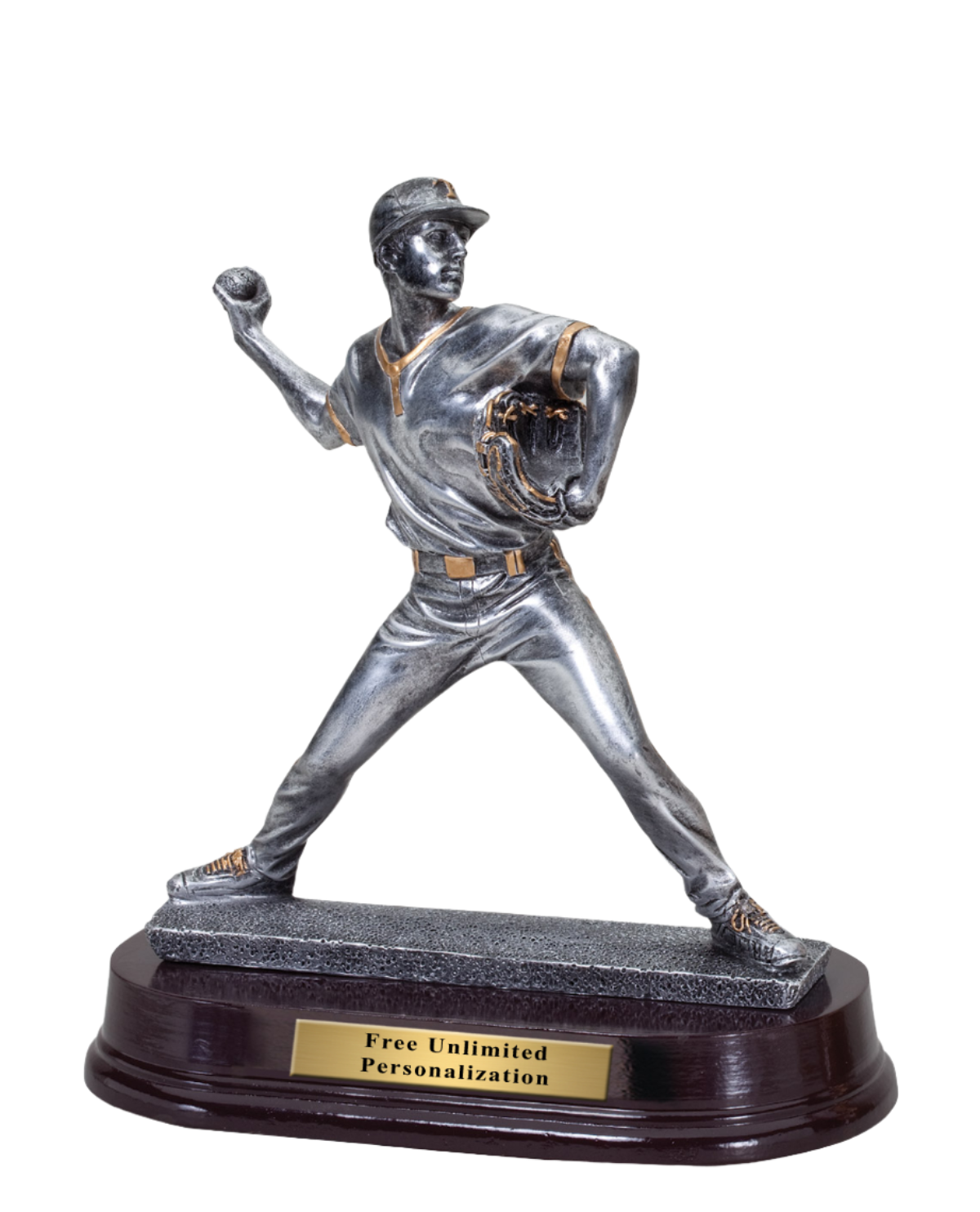 Pewter Finish Baseball Pitcher Trophy