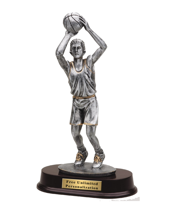 Pewter Finish Boys Basketball Trophy