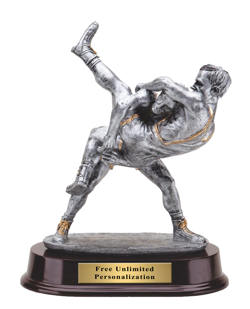 Pewter Double Action Wrestler Trophy
