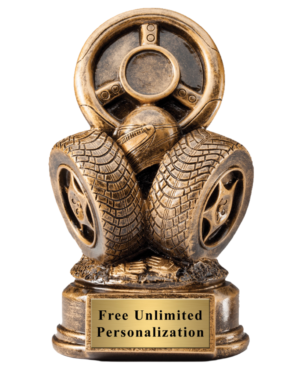 Driving Trophy Steering Wheel And Tires Racing Trophy