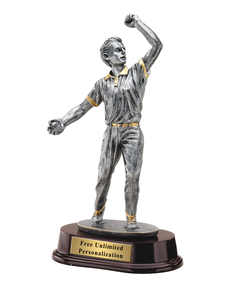 Pewter Finish Cricket Bowler Trophy
