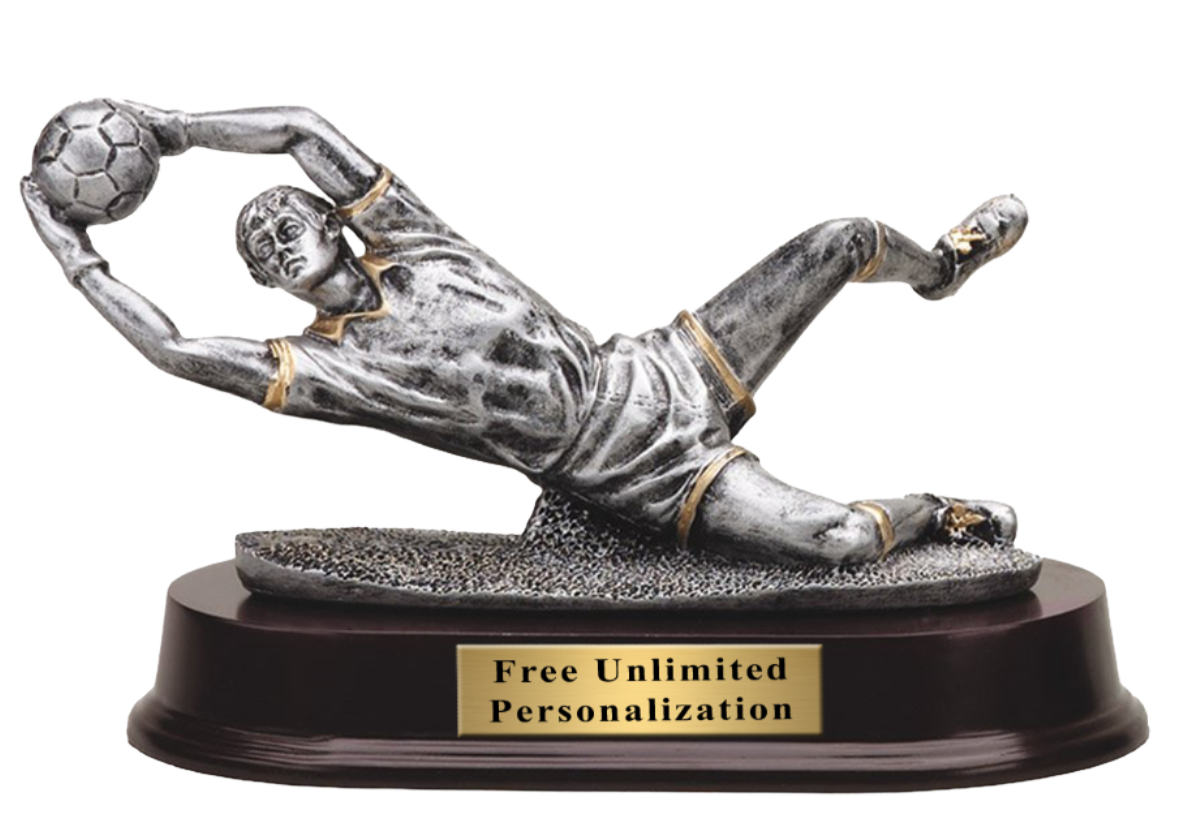 Pewter Finish Soccer Goalie Trophy - Male