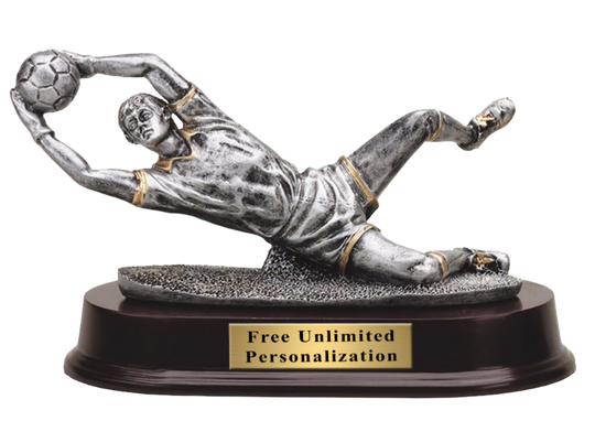 Pewter Finish Soccer Goalie Trophy - Male