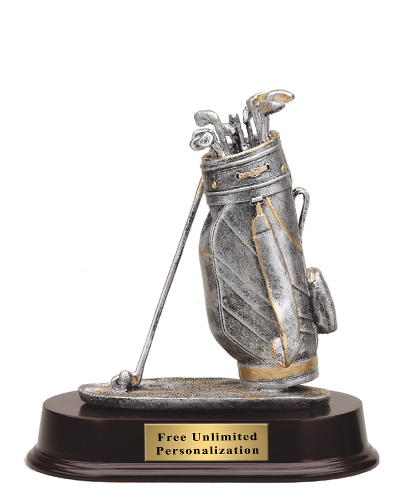 Pewter Finish Golf Bag Trophy