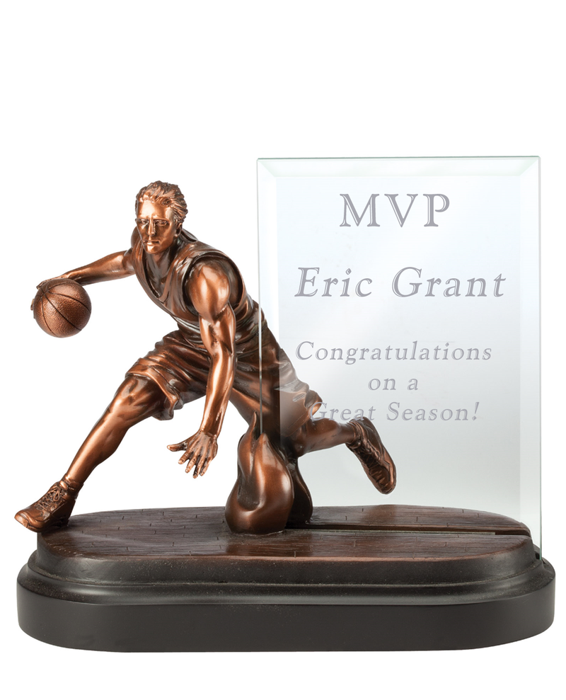 Basketball Award with Engraved Glass