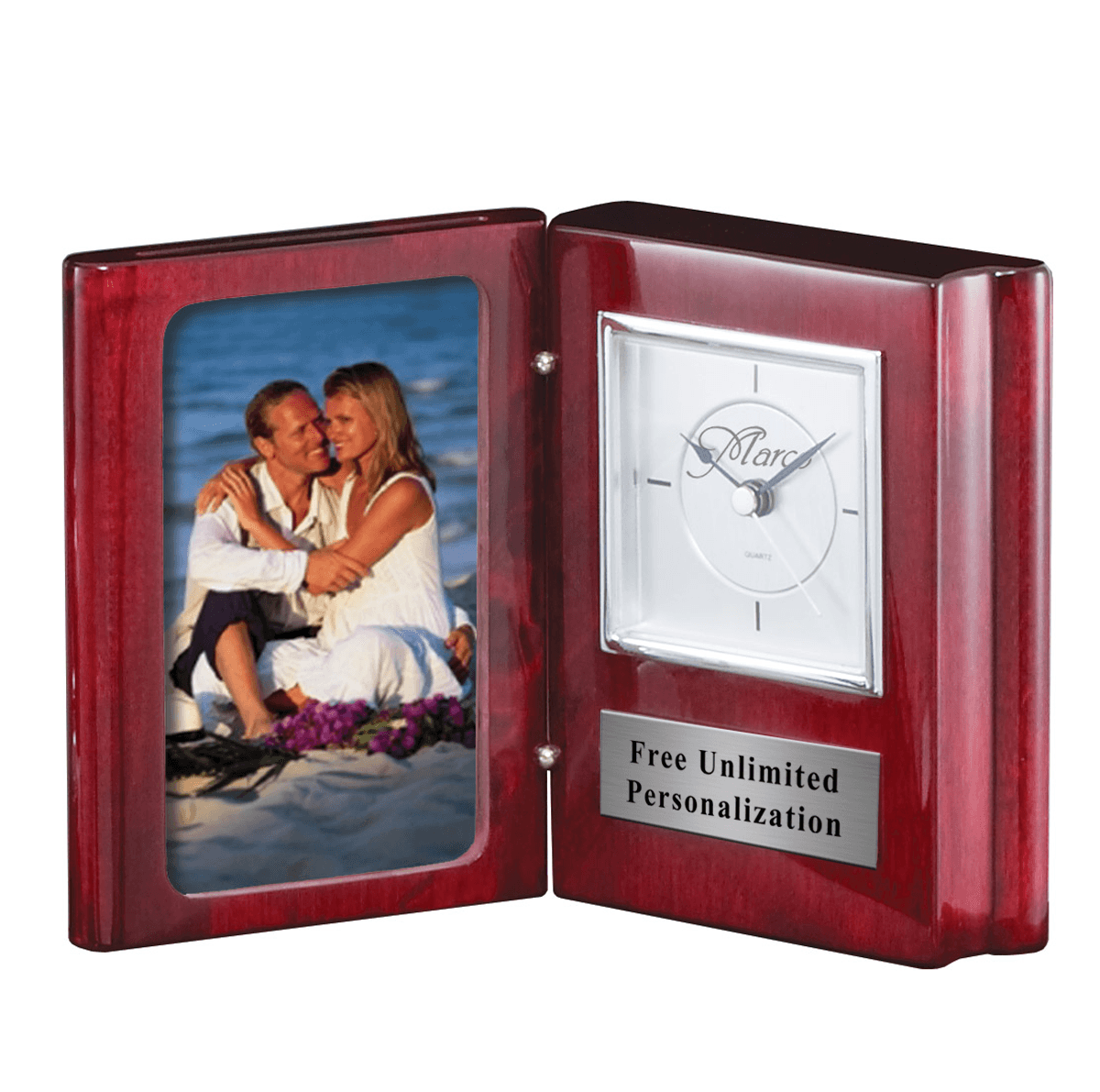 Library Clock Photo Frame Rosewood Book Clock with Picture Frame