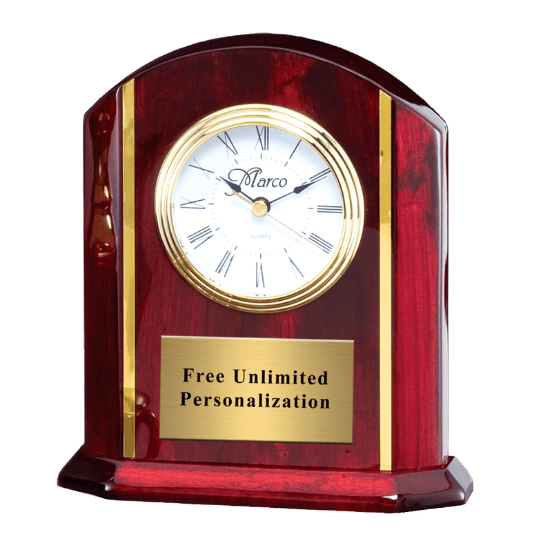 Rosewood Desk Clock with Gold Accents