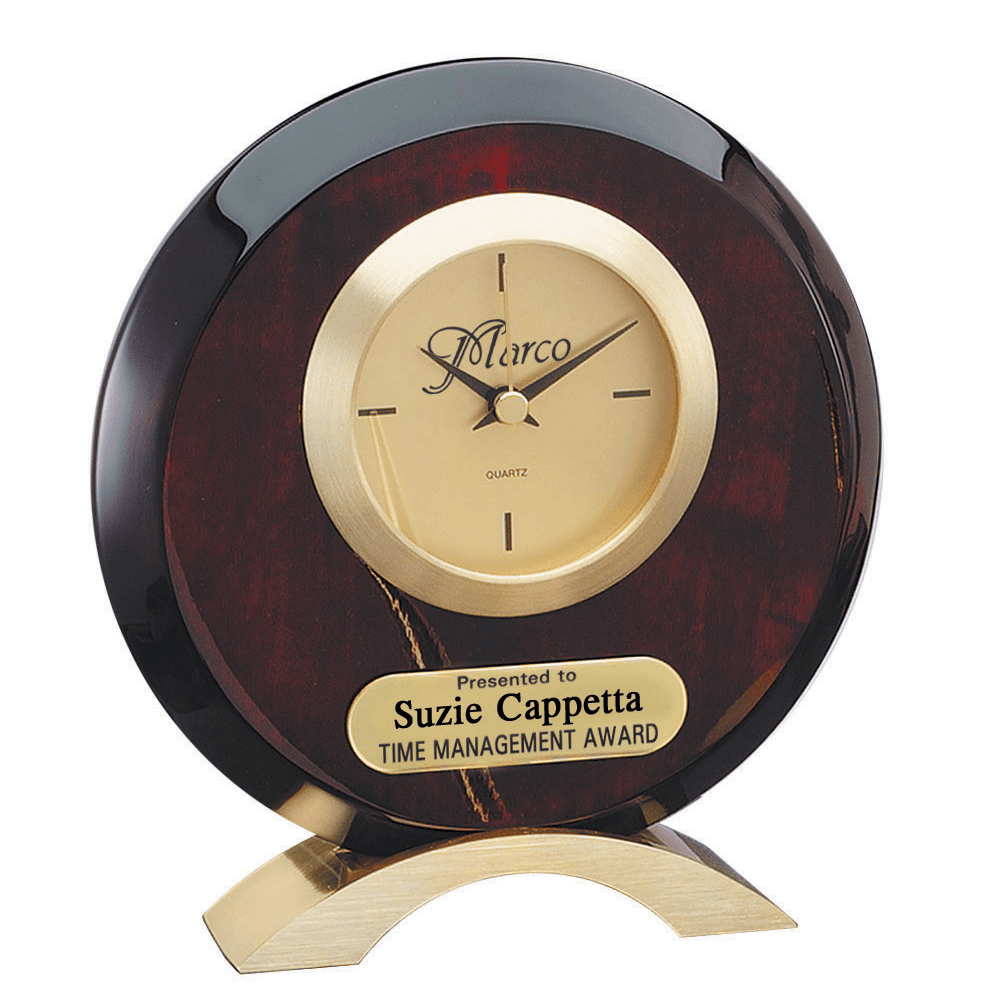 Circular Desk Clock with Gold Base