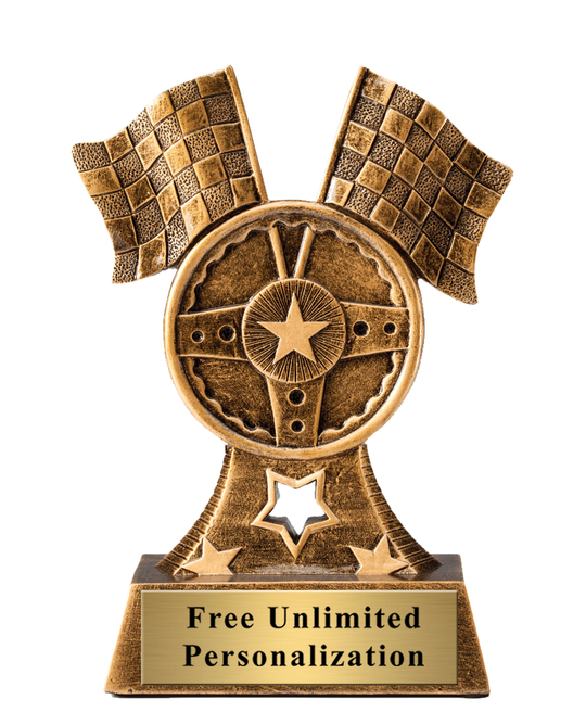 Flags and Wheel Racing Trophy