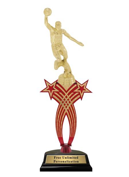 Red Crossed Star Basketball Trophy