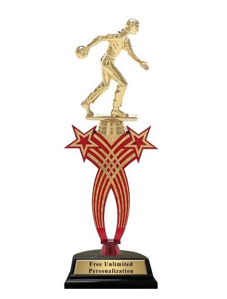 Red Crossed Star Bowling Trophy