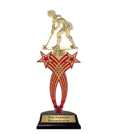 Red Crossed Star Field Hockey Trophy