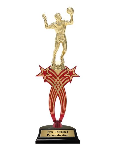 Red Crossed Star Volleyball Trophy