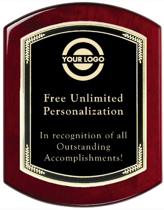 Laser Engraved Rosewood Plaque with Wreath Border Black Plate