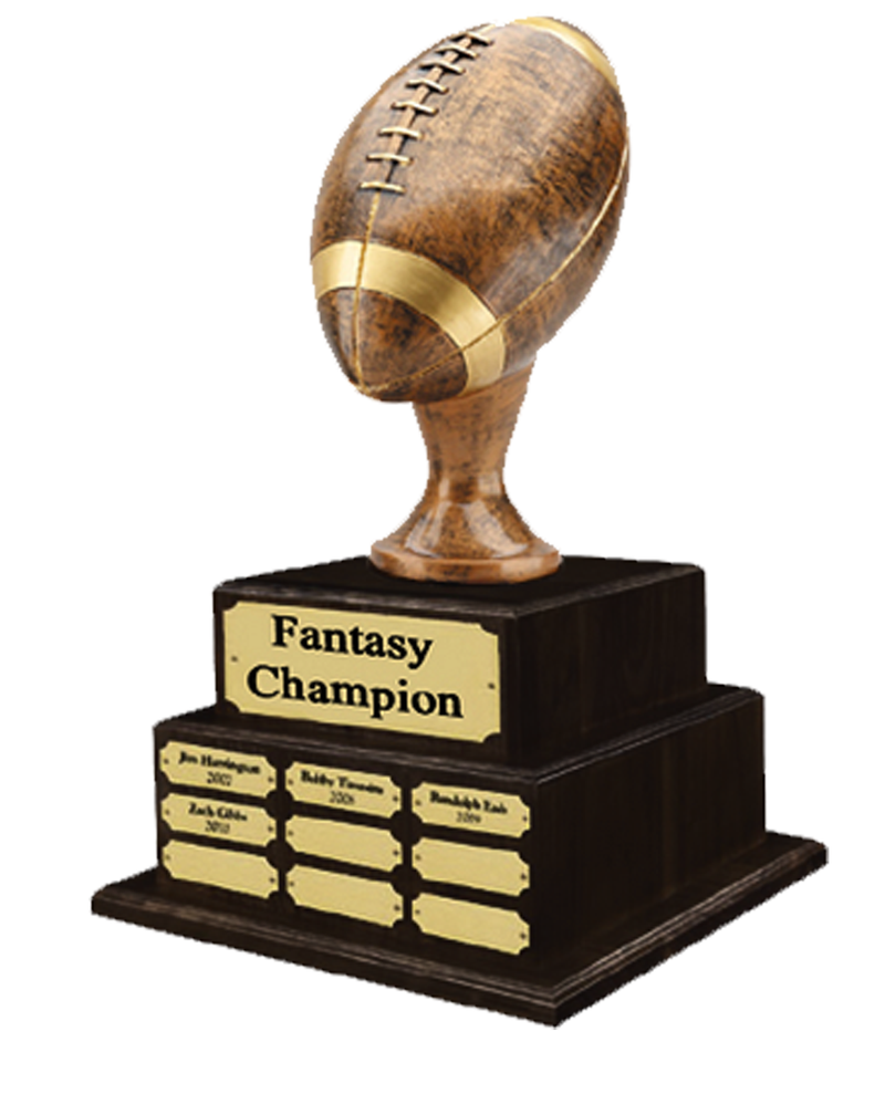 Rustic Champion Football Trophy on Black Perpetual Base