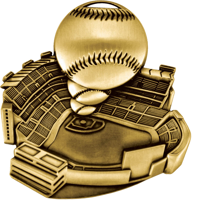 Gold Stadium Baseball Medal