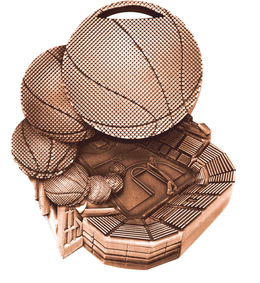 Bronze Stadium Basketball Medal
