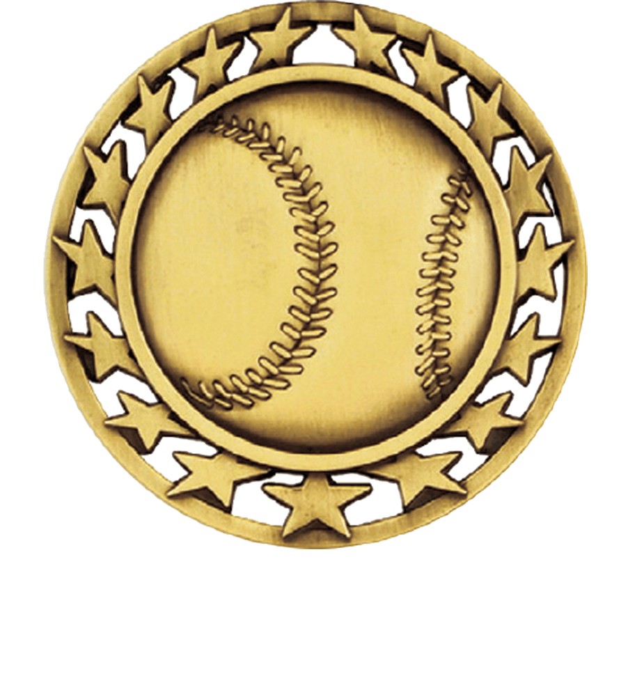 Gold Star Circle Baseball Medal