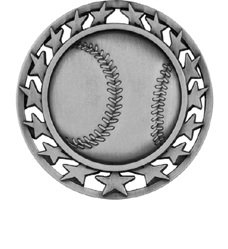 Silver Star Circle Baseball Medal