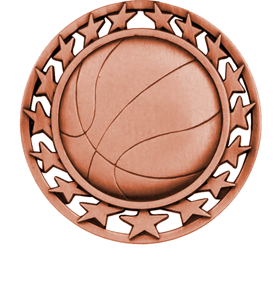 Bronze Star Circle Basketball Medal