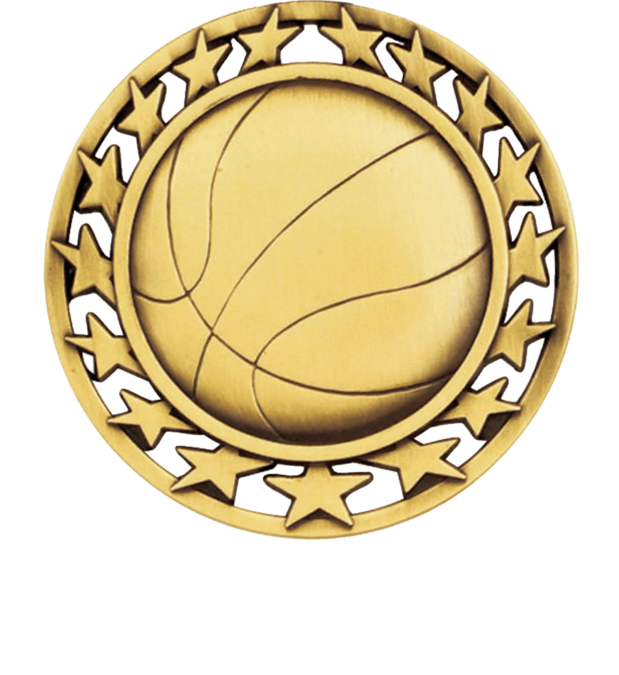 Gold Star Circle Basketball Medal